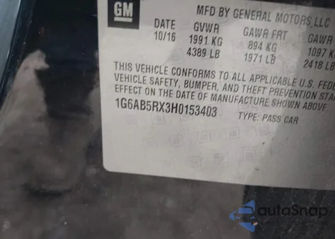 2017 Cadillac Ats Luxury z USA, uszkodzony, nr VIN 1G6AB5RX3H0153403